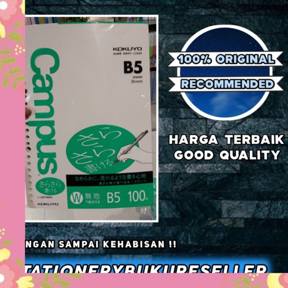 

Kokuyo campus loose leaf B5 polos isi 100