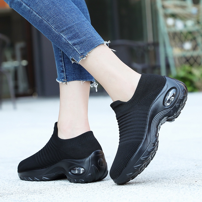 QINGSHUI Sepatu Sneaker Wanita, Sepatu Berjalan Wanita, Kaus Kaki Sneakers