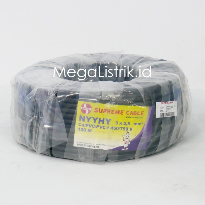 SUPREME NYYHY 3X2.5 MM METERAN / KABEL LISTRIK HITAM SERABUT TEMBAGA NYY HY 3 X 2.5 MM / NYMHY 3 X 2