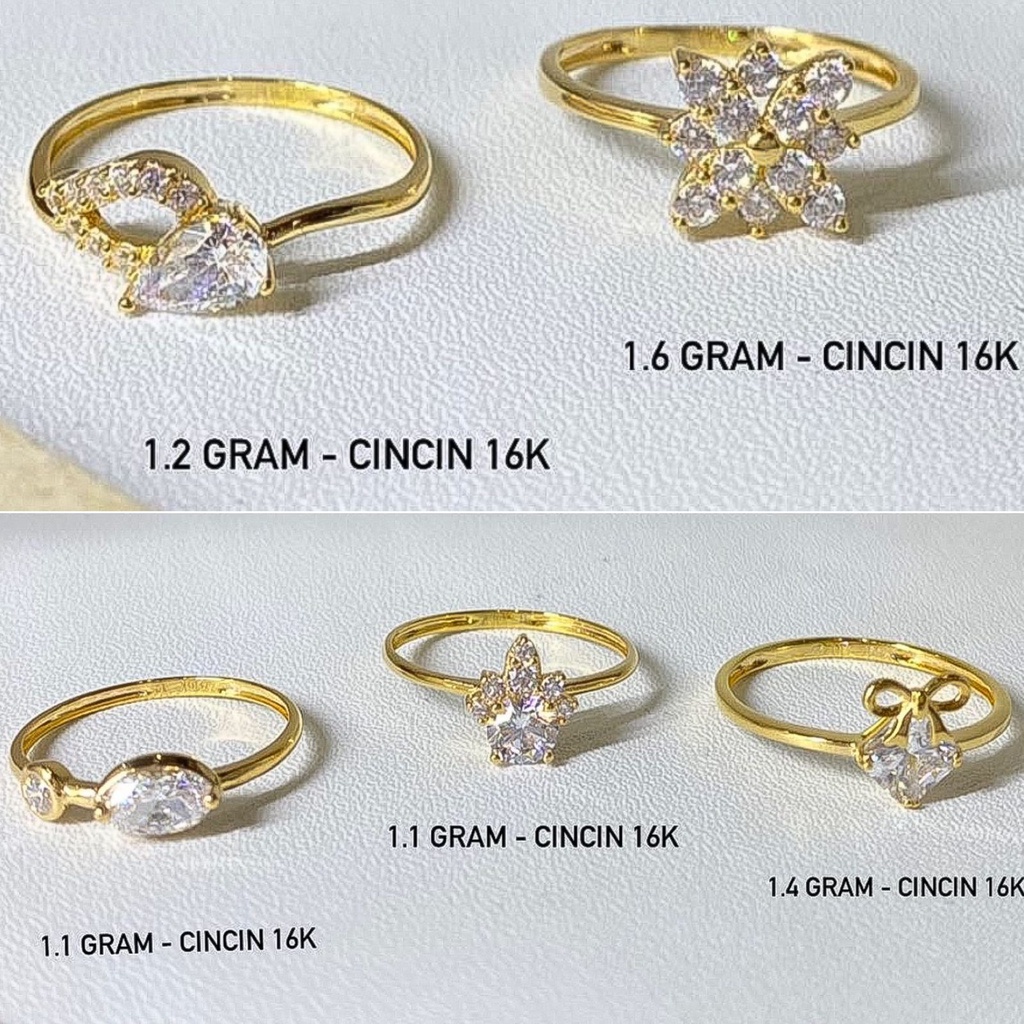 Cincin anak dan dewasa emas asli kadar 700 70 16k pita arrow ribbon korean yunani aesthetic lebar 2 baris ringan 1 2 satu dua gram gr g permata terbaru