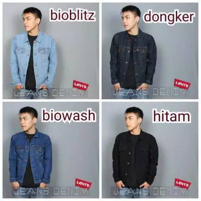 JaketJeans Bioblitz Biru Muda Telor Asin JaketLevis Pria Wanita Saku Dalam Biowash Dongker