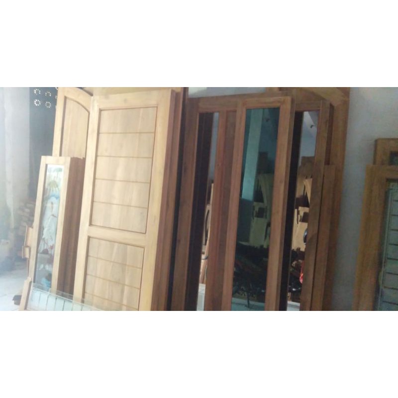 1 set kusen pintu jendela minimalis / bahan kayu jati / bebas request model