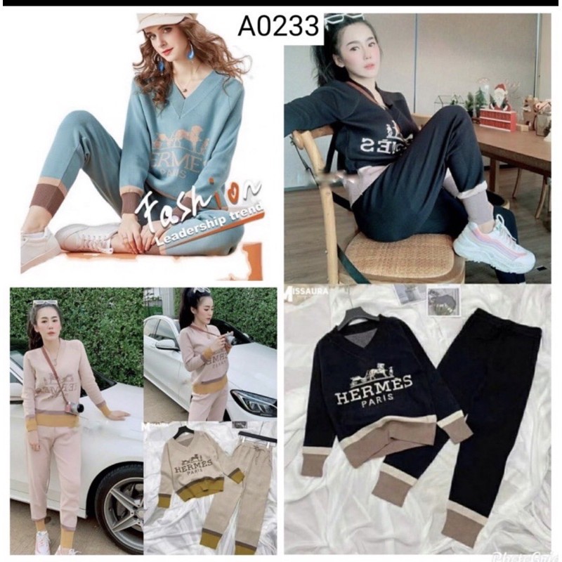 Baju Setelan Wanita Dewasa Import Lengan Panjang + Celana Panjang Style Korea Terbaru A0233