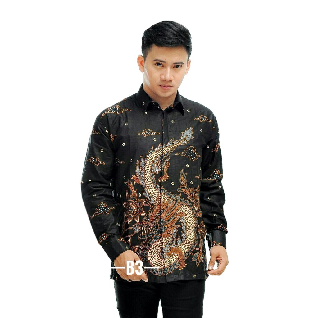BATIK COWOK KUALITAS ORIGINAL model regulare kualitas setara mall asli luigi batani LB-k. Naga hitam