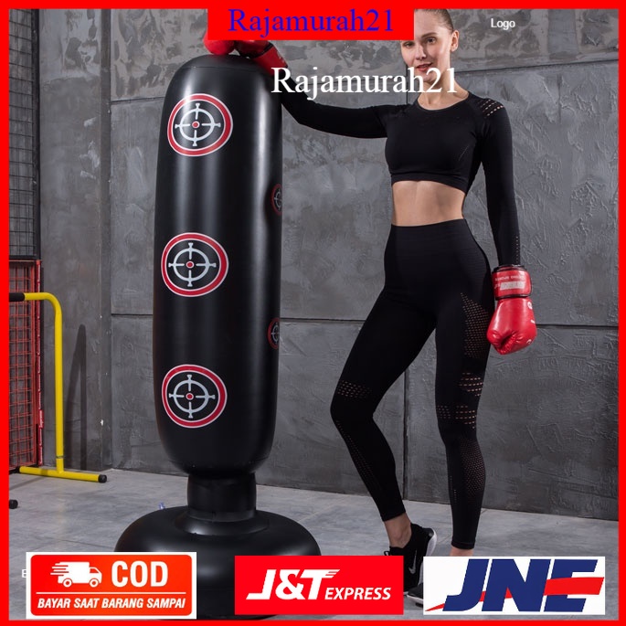 VKTECH Vertical Punching Bag Tiang Samsak Tinju Boxing Punch Target Inflatable 1.6 Meter DS0097 - Black