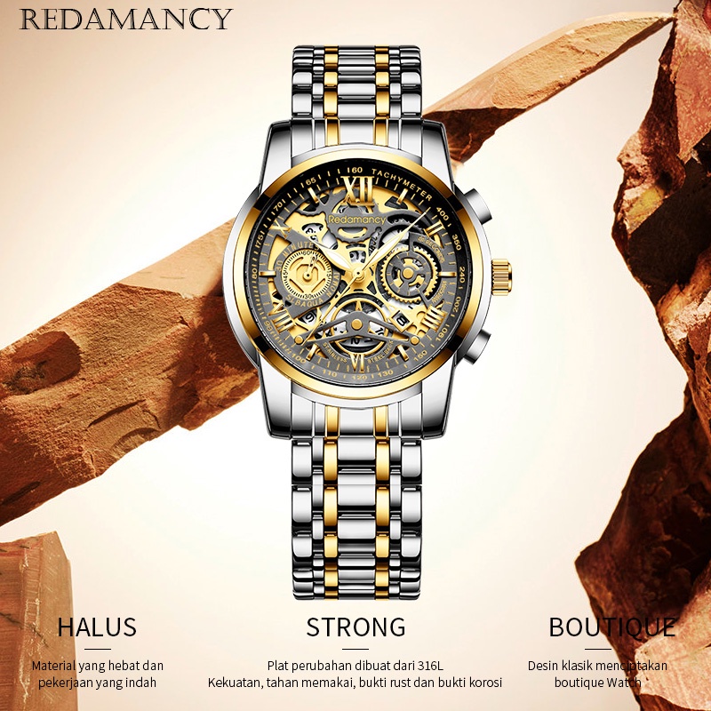 Redamancy Original Jam Tangan Pria Anti Air Luxury Stainless Steel Watch