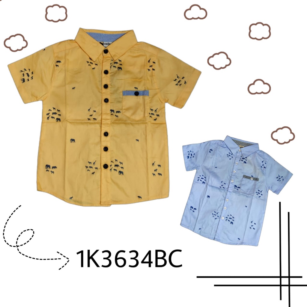KEMEJA USON | KEMEJA ANAK COWOK | KEMEJA PENDEK ANAK BIRU KUNING USON SIZE S-130