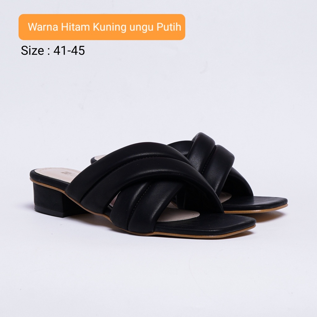 Sendal heels wanita model silang cantik Ukuran Jumbo 41 42 43 44 45