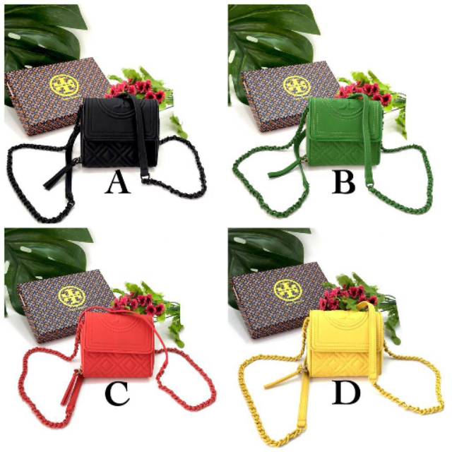 Tory Burch Fleming Matte Mini Chain Wallet tas selempang slingbag original authentic asli