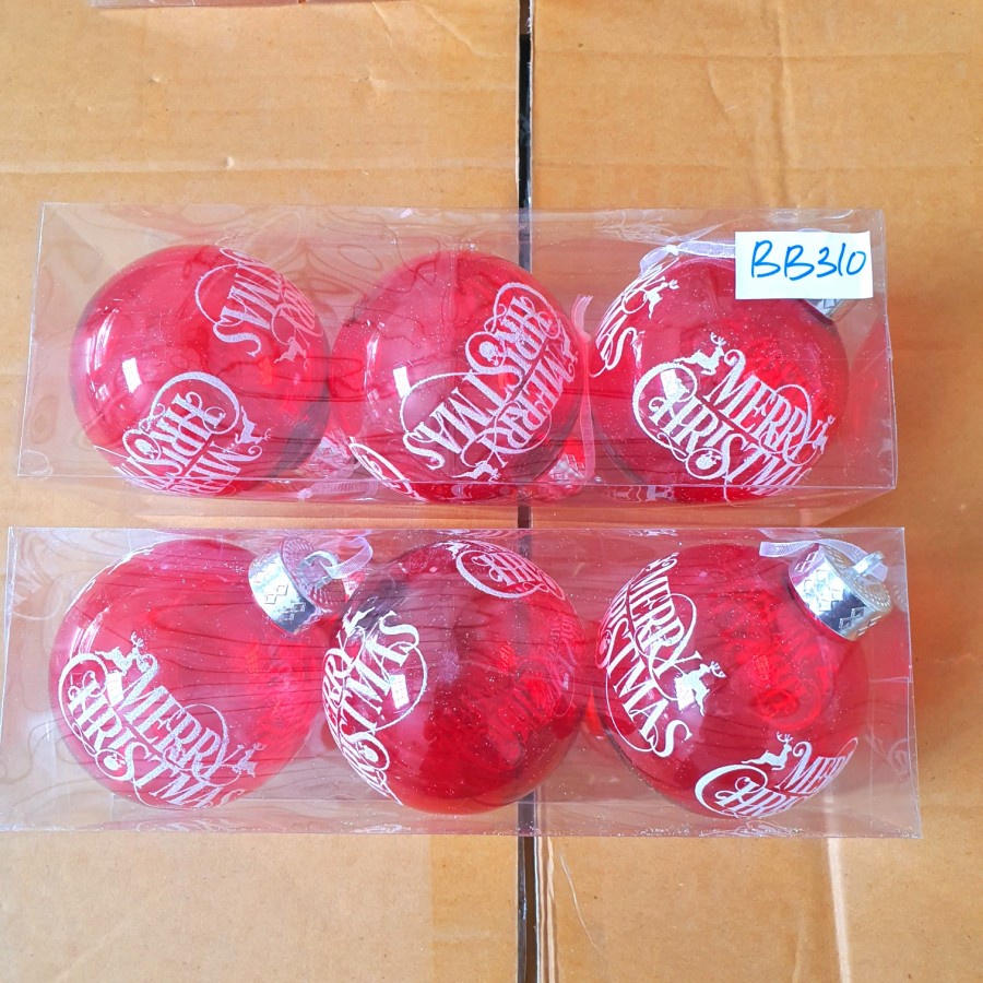 Bola Natal 8 cm isi 3 Dekorasi Bola Motif Natal Grosir Merry Christmas