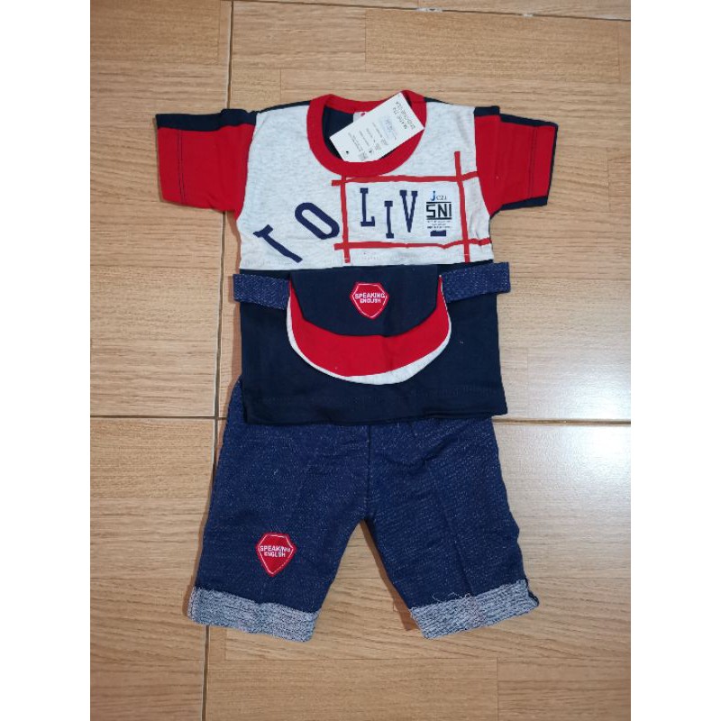 Baju stelan anak bayi cowok 6-12 bulan