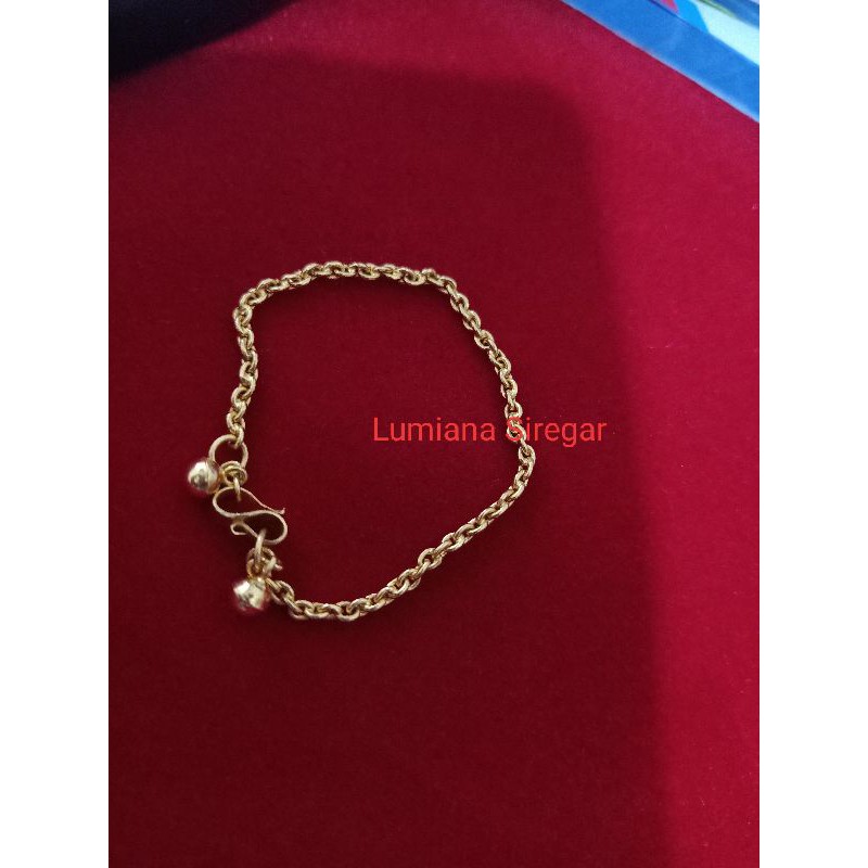 Gelang Rel Juntai Bola-bola 9 gr Mas LM London 24k 99,9% Lumiana Siregar Emas Toba