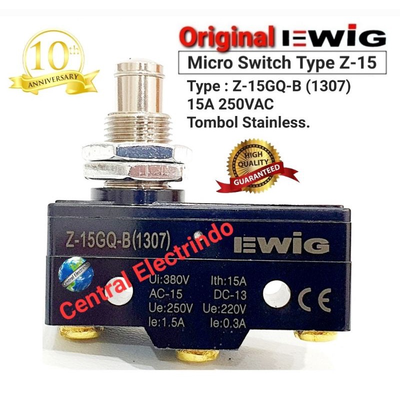 Limit Switch/Micro Switch Z15-GQ-B 15A 250VAC 1NO 1NC EWIG.