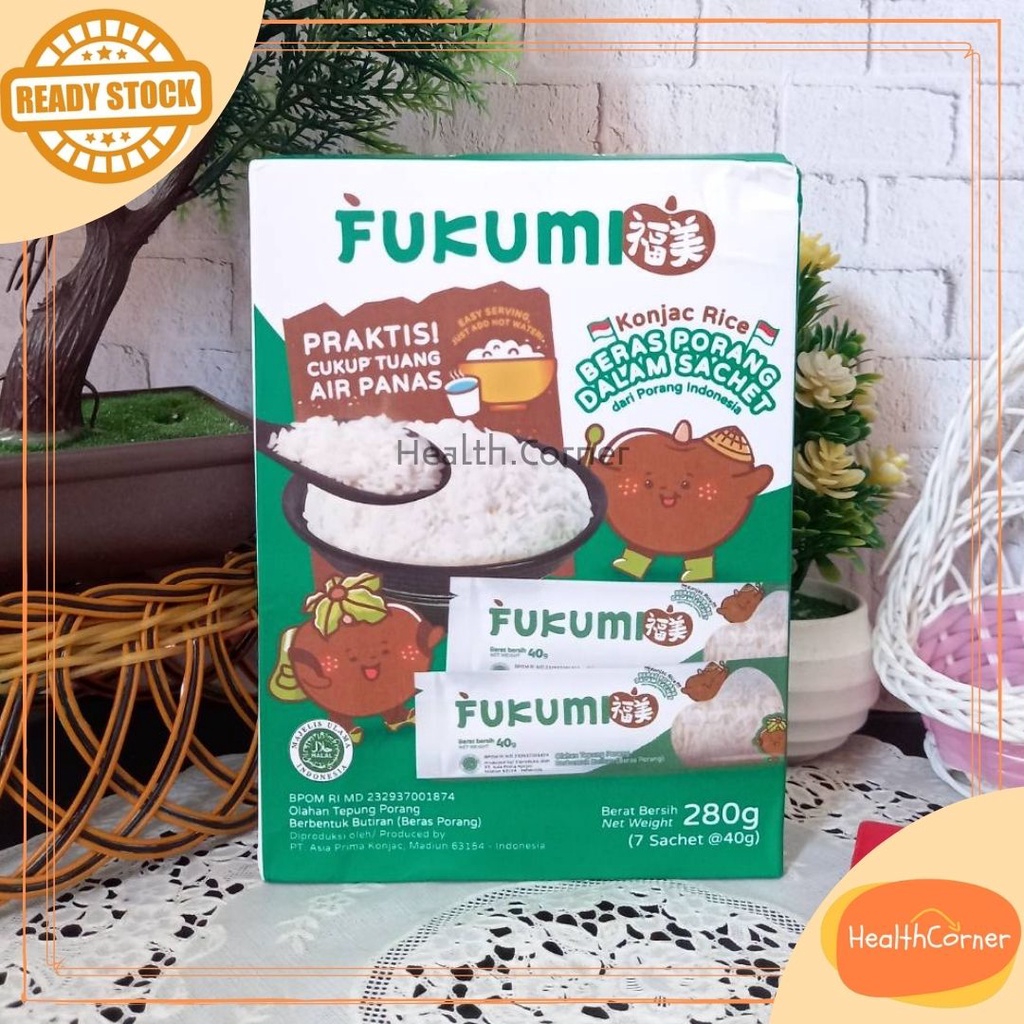 Fukumi Beras Porang Box Sachet isi 7 sachet / Konjac Rice / Beras Praktis