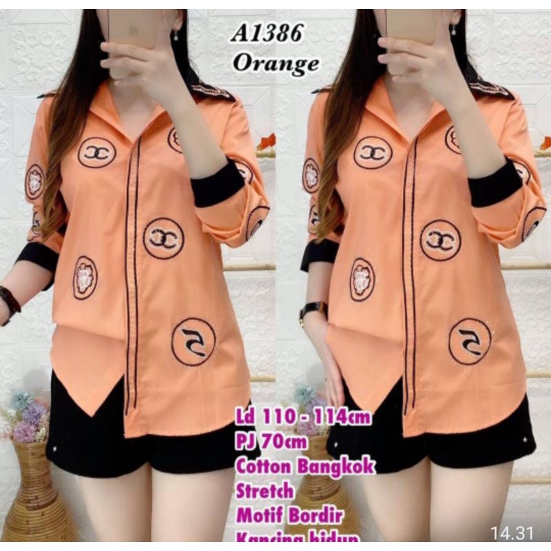 ATASAN KEMEJA WANITA TERBARU IMPORT A1386 / UKURAN LD 110 CM - 114 CM, PJ 70 CM / PAKAIAN WANITA KEM