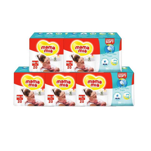 Mamamia Baby Diapers Soft Magic Tape S100 [S 20 Pcs x 5 Pack] | Shopee