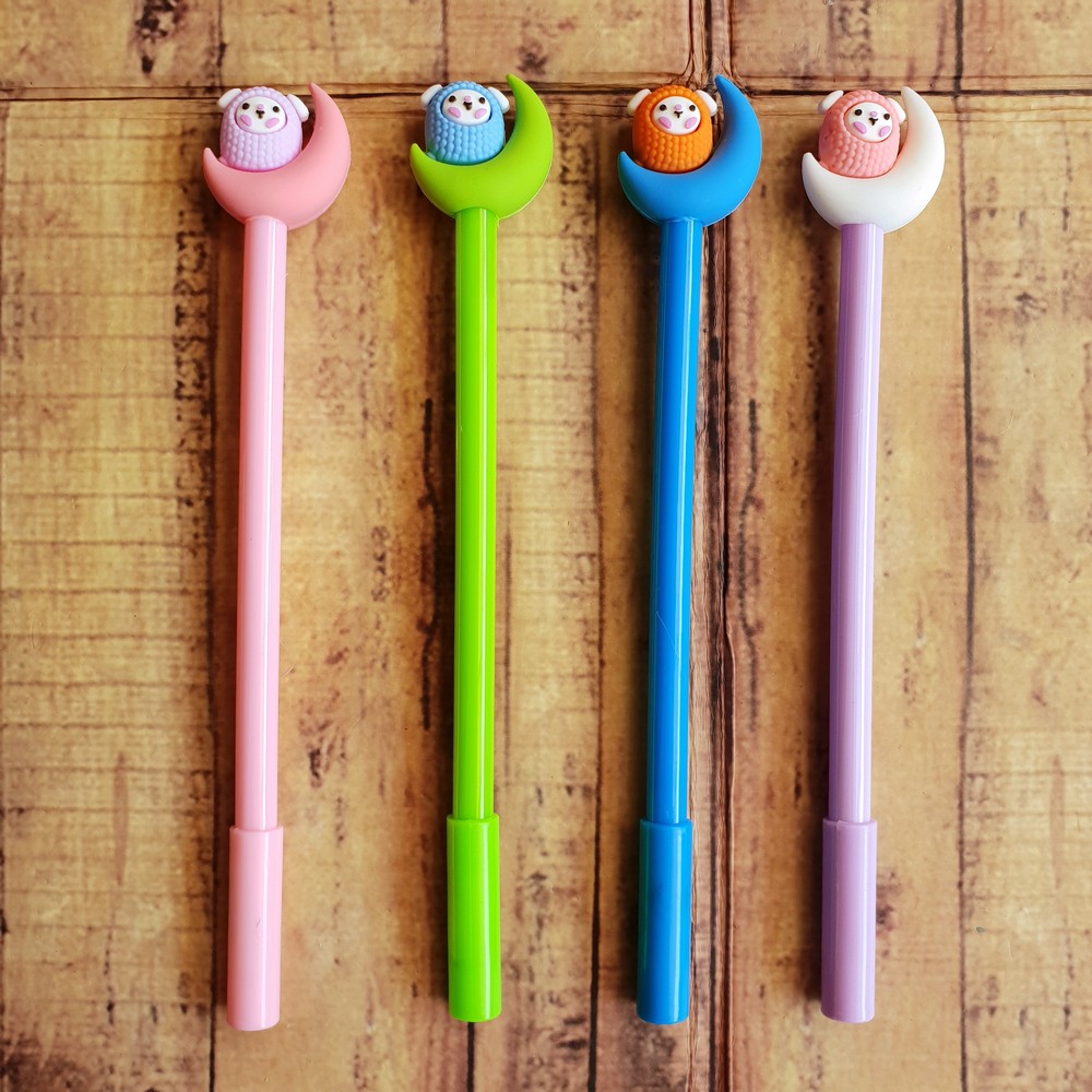 4 Pcs Pen - Pulpen - Ballpoint Gel Lucu Sheep - Pen Motif Domba Bulan 193