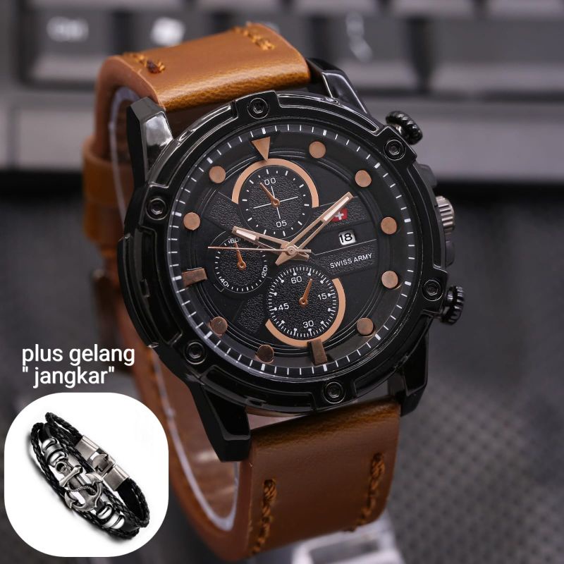 Jam Tangan Fashion Pria Chrono SWAR850L Bonus Gelang Jangkar