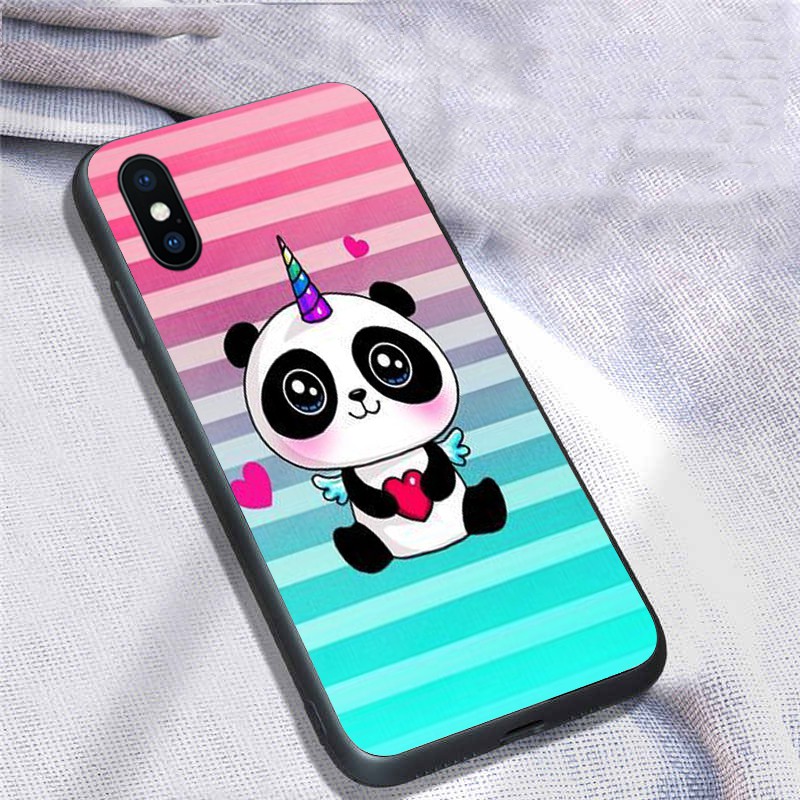 [K51] SoftCase Glass Panda For Oppo Vivo Xiaomi Samsung Iphone Realme a52 a91 a92 a12 a31