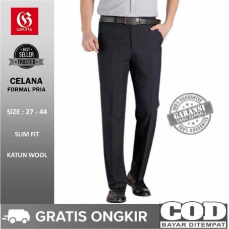 Celana Kerja Hitam Wool - - bahan Fit Pria Pria 30 Promo Celana Grosir wool Diskon Slim Bahan