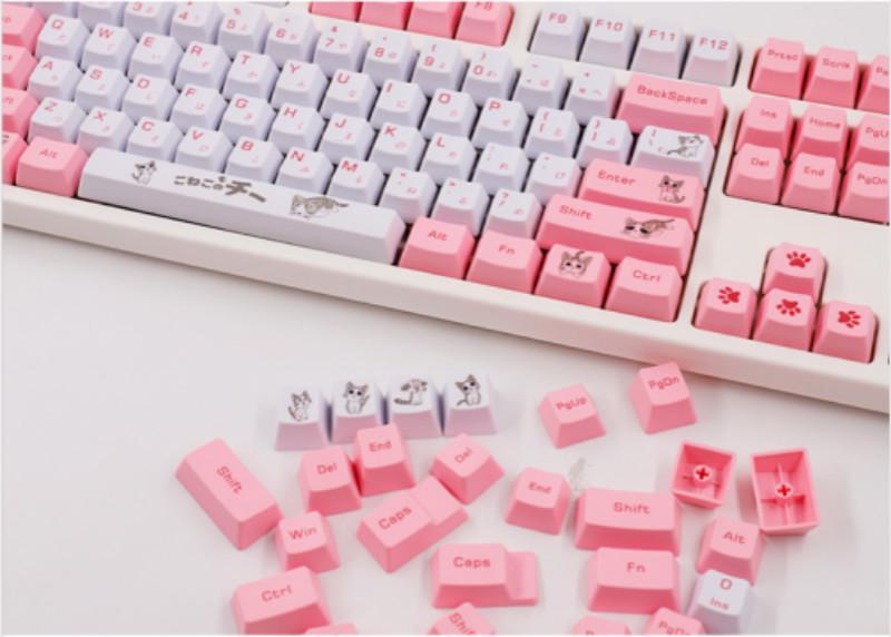 131Kunci OEM Dye Sublimation PBT Key CHI'S Cat Theme Keycap Untuk Cherry Axis Kailh Switch Mechanical Keyboard Keycap