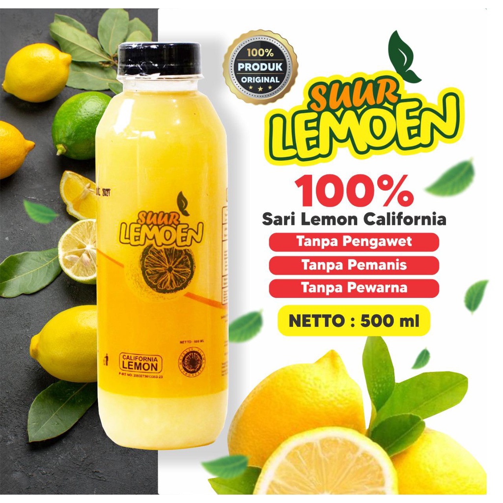 Suur Lemon Jus Sari Lemon Fresh 100% Air Lemon Murni untuk Diet dan Detox Pure Lemon California By Suur Lemoen ID