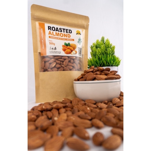 KACANG ALMOND PANGGANG ORIGINAL PREMIUM  500 GRAM - ROASTED ALMOND