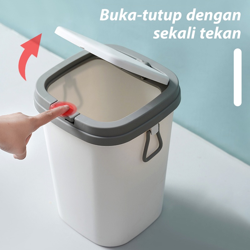 Letyeah &amp; Kaizenliving Tempat Sampah Plastik Dengan Tutup / Tong Sampah Rumah Dan Dapur Portable /Trash Bin 8L