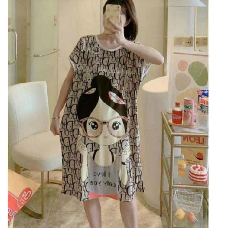 Muraaaahh.. Baju Tidur Wanita Piyama Import Dress Korea Jumbo Oversize Motif Bunga