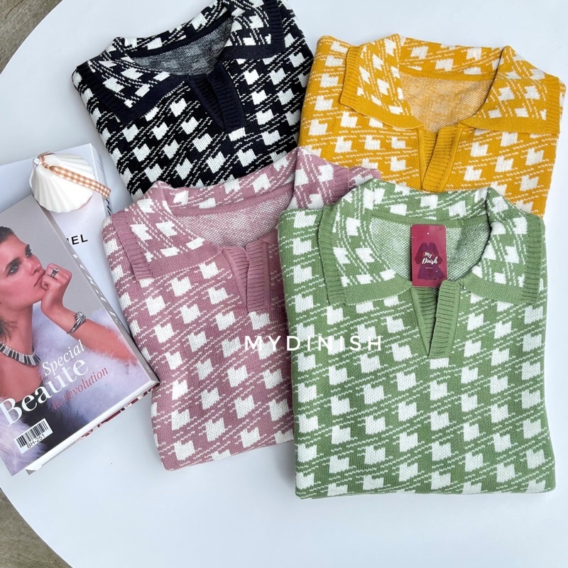 Sahara houndstooth Blouse - Atasan wanita