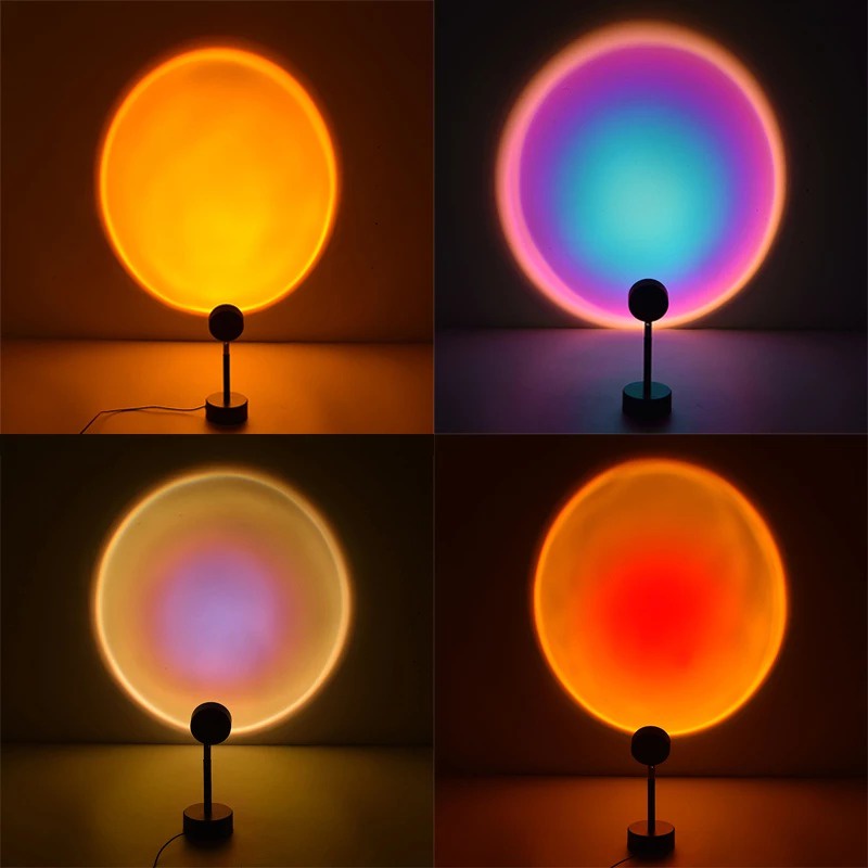 Lampu Proyektor LED Motif Matahari Terbenam Lampu Sunset Lampu Tidur - Lampu Sunset Aesthetic Efek Matahari LED Sorot Rainbow
