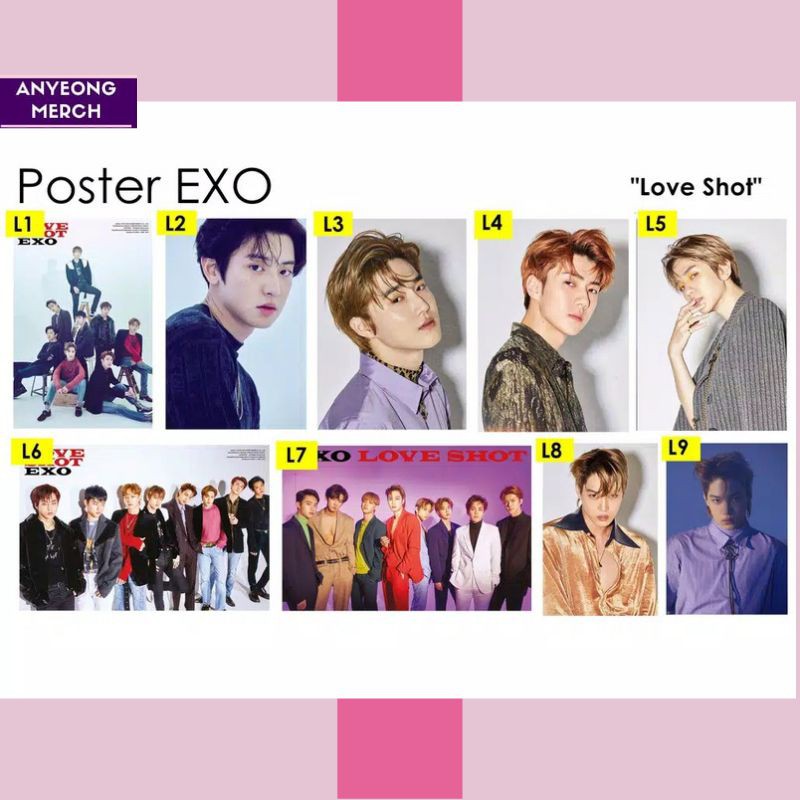 POSTER EXO "LOVE SHOT" KPOP SEHUN CANYEOL D.O SUHO