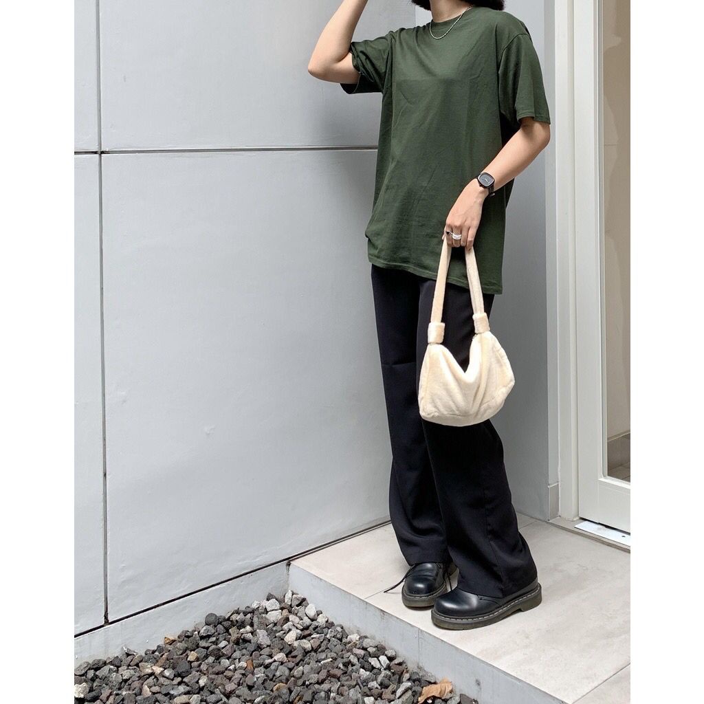 Tas Handbag Wanita Bulu Bucket VIOLEEN / Tas Bahu Bludru Korean