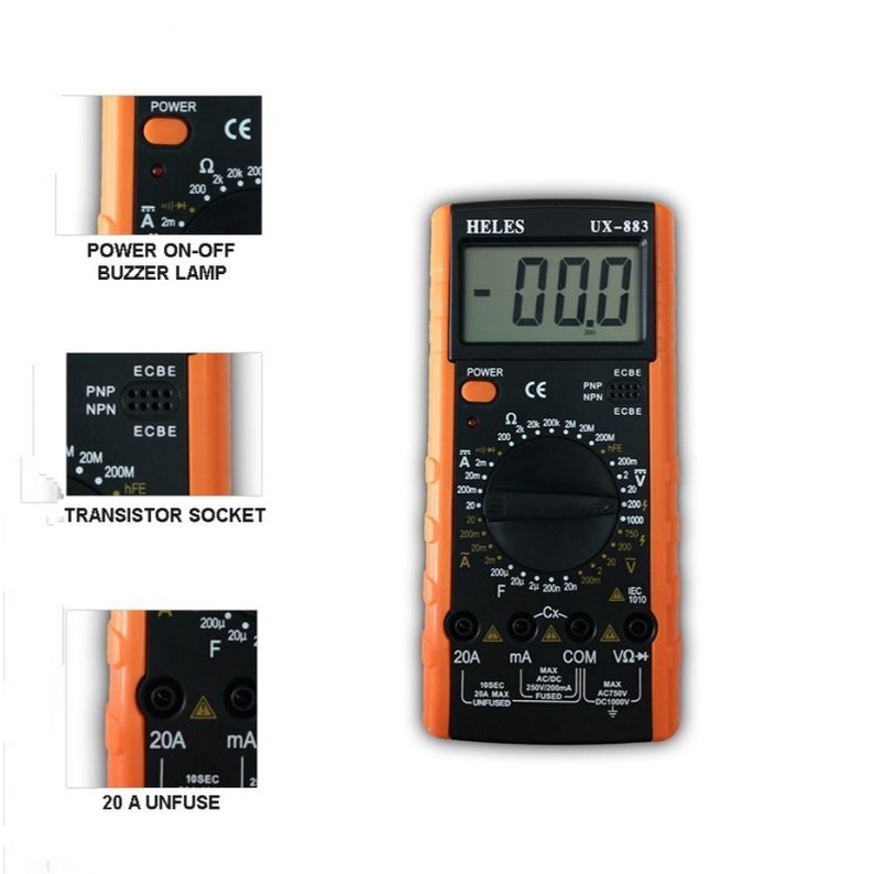 Multitester Multimeter Avometer Digital Heles UX-883 Alat ukur digital