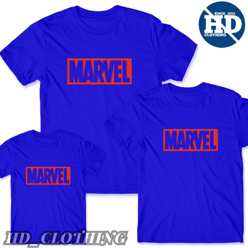 Kaos Atasan lengan pendek Couple Keluarga Superhero Tulisan Marvel - HD Clothing