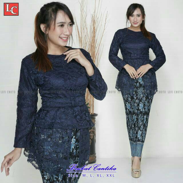 Setelan brukat Cantika (tunik brukat + rok plisket/lilit)