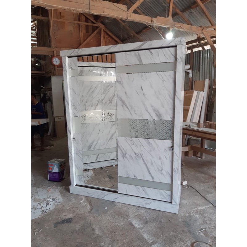 Lemari sliding HPL GLOSSY bahan kayu BLOCK board