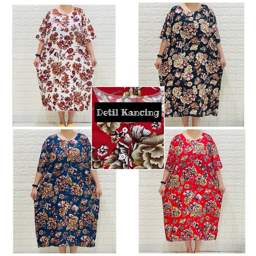 daster xxxl jumbo berlengan motif bunga bahan rayon ademdasteribuhamil