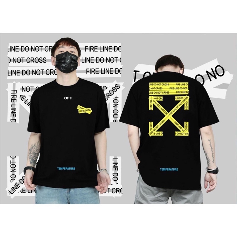 OFF WHITE KAOS OFF WHITE ORIGINAL KAOS OFF WHITE PREMIUM OFF WHITE T SHIRT POLICE LINE DO NOT CROSS 