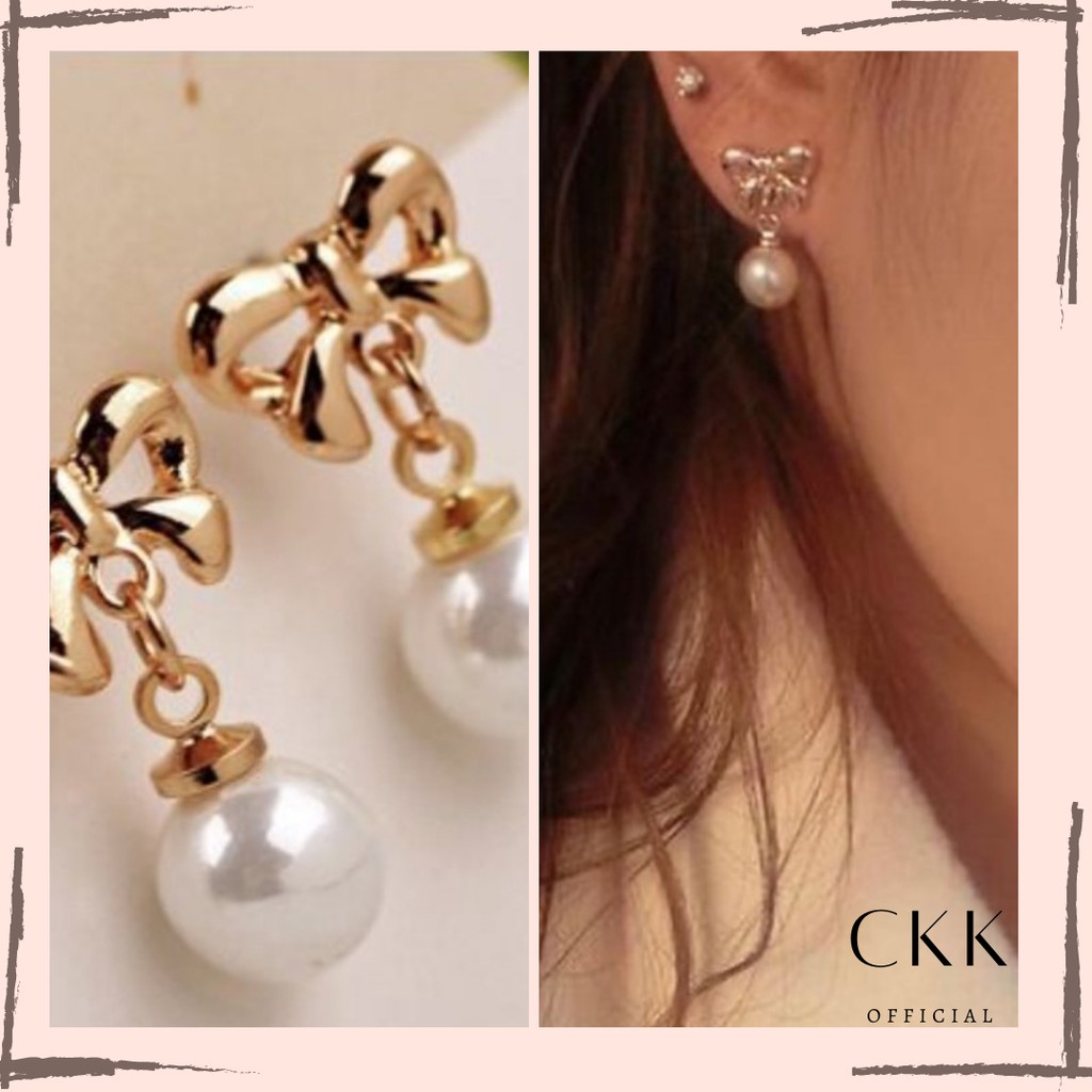 ➰CKK➰ Anting Mutiara FA16 Dengan Aksen Pita Cantik