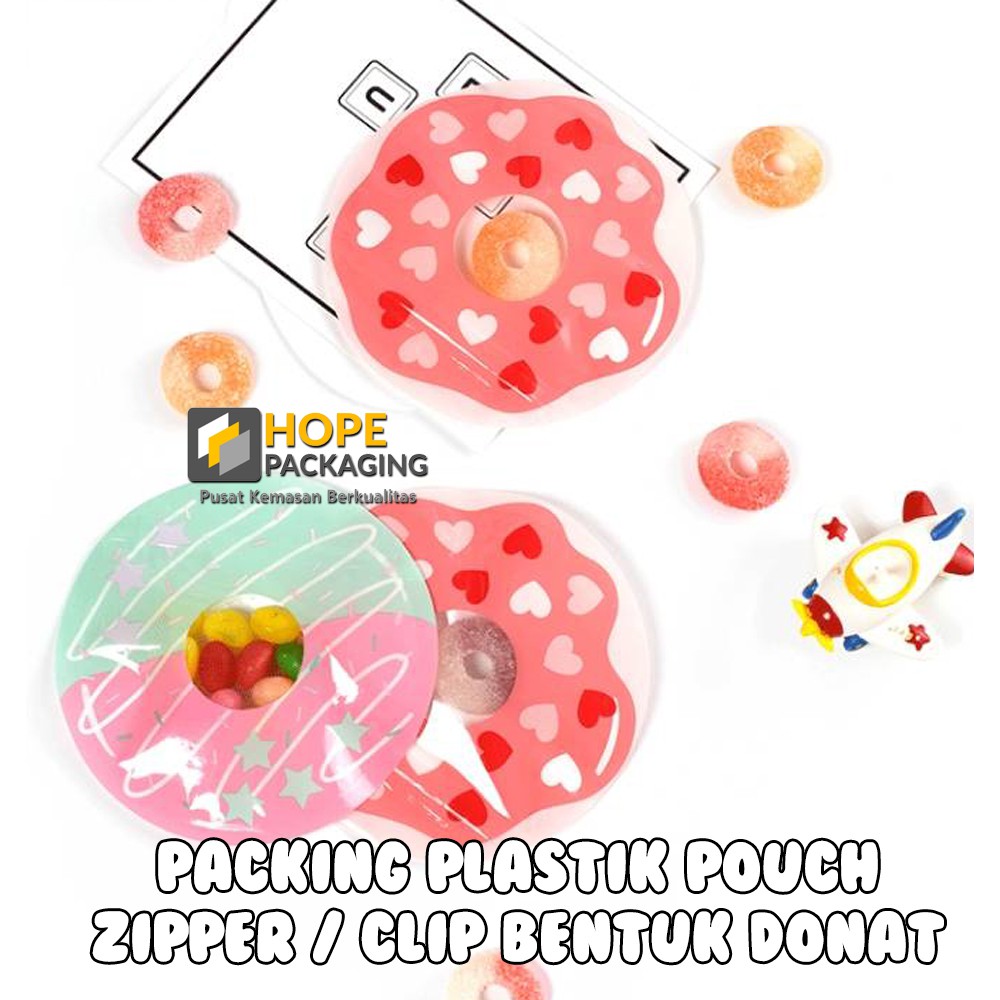 [ 5 pcs ] Packing Plastik Zipper / Clip Bentuk Donat Kue Nastar Snack Permen Diameter 9 cm