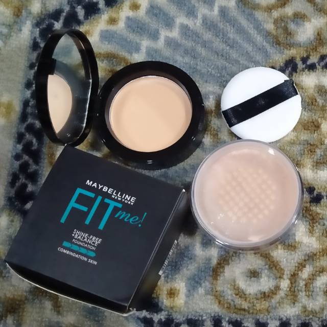 Bedak Tabur Mayelline Fit Me 2in1 Shine Free+Balance Bedak Tabur Dan Padat