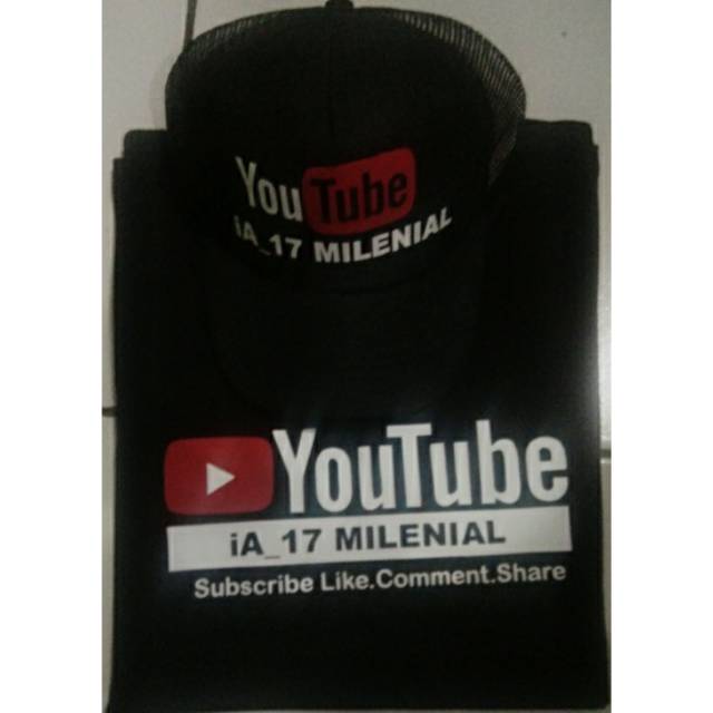 Kaos lengan panjang Youtube~kaos custom channel YouTube FREE topi