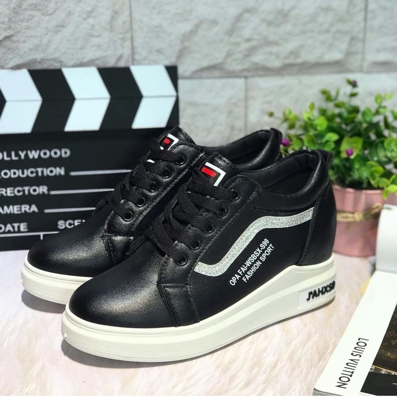 sneakers wedges a8826 tinggi 6cm sepatu sendal wanita import realpict