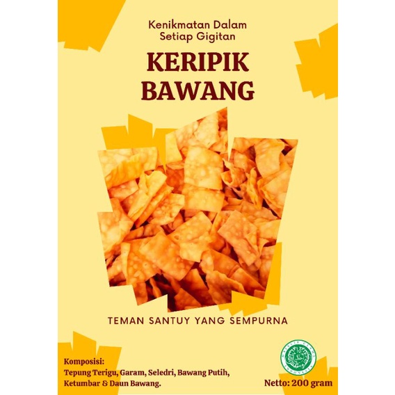 

KERIPIK BAWANG 250gr / KERIPIK PANGSIT / CHESTIK BAWANG ORIGINAL BY CEMILAN SANTUY