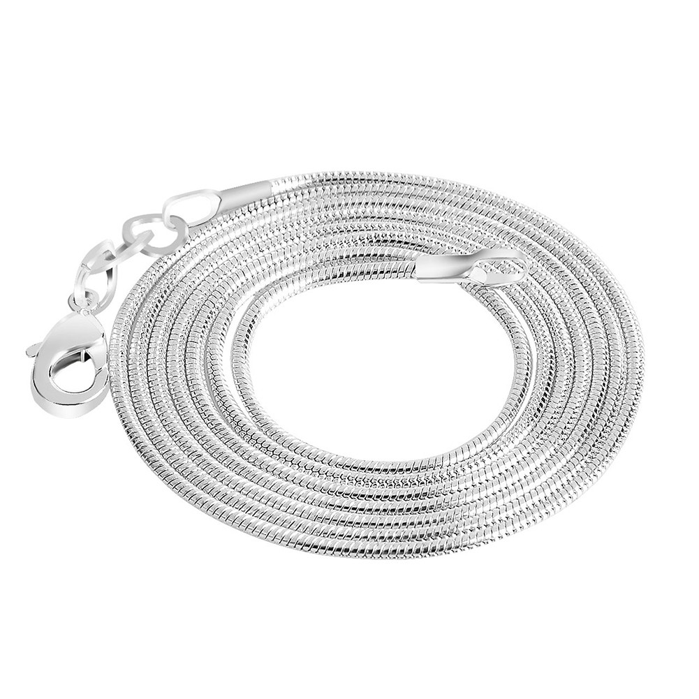 CHARMS Kalung Rantai Ular Bahan 925 Sterling Silver Plated 1.2mm Diy Untuk Membuat Perhiasan 16-24 Inch