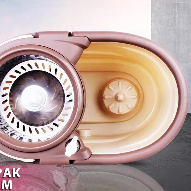 ℗ [Same Day]AIJIA Alat Pel Lantai Spin Mop 6L Aclima Brown Bucket Ultra Mop Kain Pel Otomatis ☋