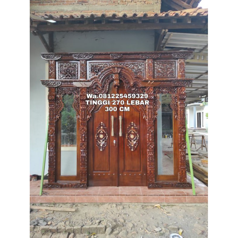 Gebyok pintu ukir jepara / kombinasi samping kaca / berkualitas