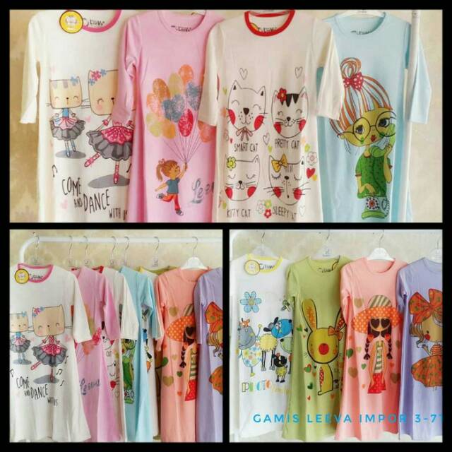 Gamis/ Dress/ Daster Anak Leeva Impor tanpa hijab 3-7 tahun
