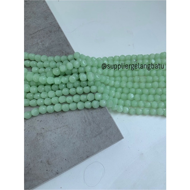 Bahan batu SOFT GREEN cat eye 10mm BULAT CUTTING mata kucing HIJAU bahan kalung gelang anting strap mask kerajinan tangan craft citayam fashion week etink vintage elegan bali manik crystal